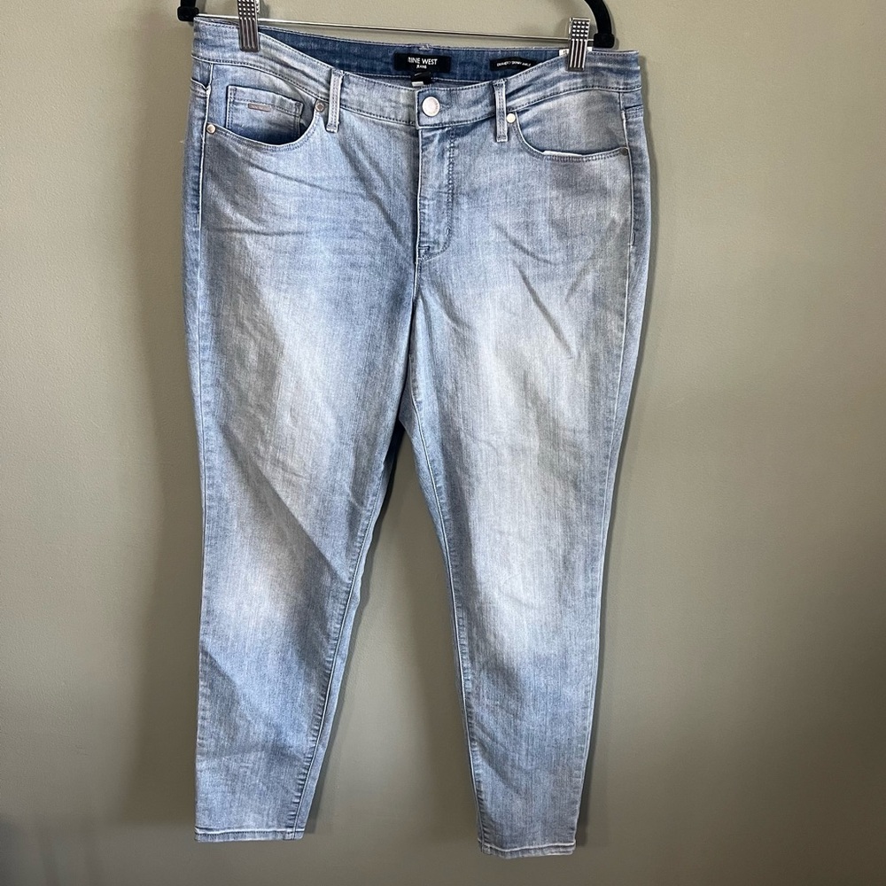 Nine West Gramercy Skinny Ankle Jeans, Light Wash Denim, Size 12